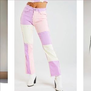 Jaded Ldn Pastel Patchwork Denim Boyfriend Jeans
